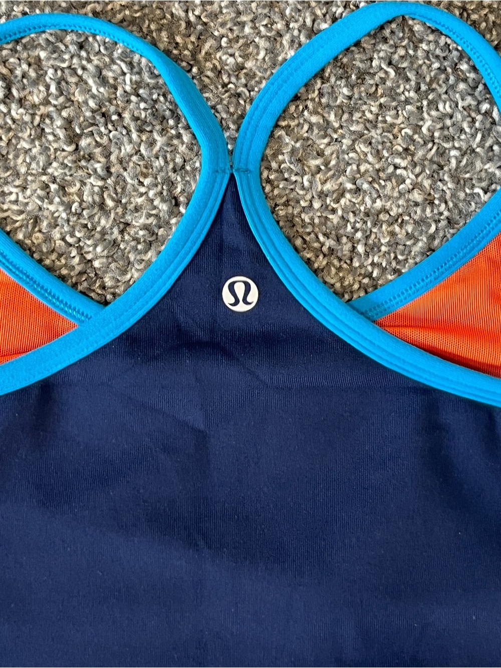 lululemon athletica Reversible Navy Power Y Tank with Bright Blue Trim Size 8 - Picture 7 of 10